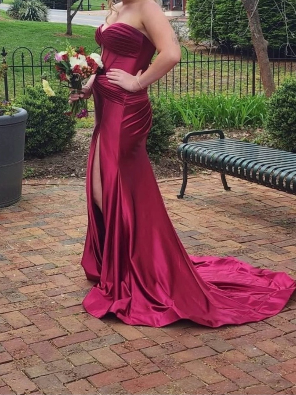 SHERRI HILL STRAPLESS SATIN CORSET PROM DRESS 56161